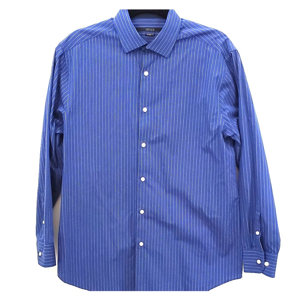 Perry Ellis Portfolio casual vertical stripe shirt